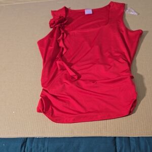 No Boundaries Red Tank Top with Floral Detail